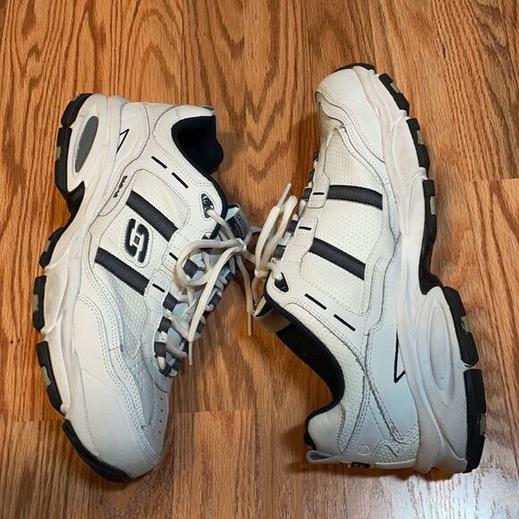 Men’s Skechers Sport White Leather Running Shoe Sneakers, walking, 11 - Picture 2 of 8